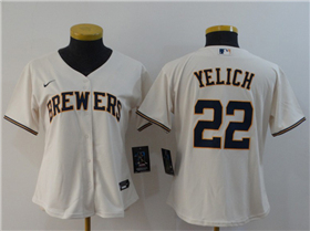 Milwaukee Brewers #22 Christian Yelich Women's Cream Cool Base Jersey