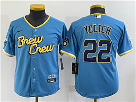 Milwaukee Brewers #22 Christian Yelich Youth Powder Blue 2022 City Connect Jersey