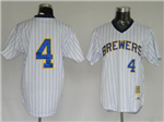 Milwaukee Brewers #4 Paul Molitor 1982 Throwback White Pinstripe Jersey