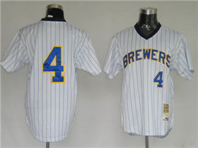 Milwaukee Brewers #4 Paul Molitor 1982 Throwback White Pinstripe Jersey