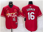 St. Louis Cardinals #16 Nolan Gorman Red 2024 City Connect Limited Jersey