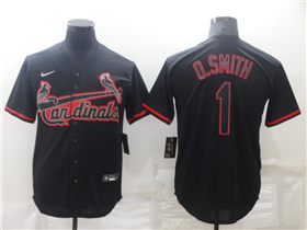 St. Louis Cardinals #1 Ozzie Smith Black Shadow Cool Base Jersey