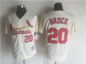 St. Louis Cardinals #20 Lou Brock 1967 Throwback Cream Jersey