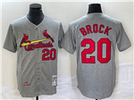 St. Louis Cardinals #20 Lou Brock 1967 Throwback Gray Jersey