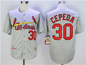 St. Louis Cardinals #30 Orlando Cepeda 1967 Throwback Gray Jersey