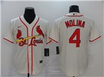 St. Louis Cardinals #4 Yadier Molina Cream Cool Base Jersey