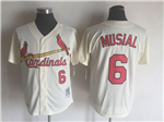 St. Louis Cardinals #6 Stan Musial Throwback Cream Jersey