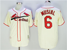 St. Louis Cardinals #6 Stan Musial 1944 Throwback Cream Jersey