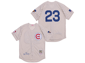 Chicago Cubs #23 Ryne Sandberg 1969 Throwback Cream Pinstripe Jersey