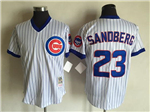 Chicago Cubs #23 Ryne Sandberg Throwback White Pinstripe Pullover Jersey