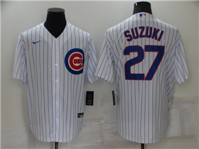 Chicago Cubs #27 Seiya Suzuki White Cool Base Jersey