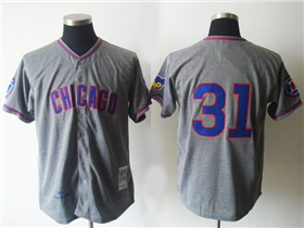 Chicago Cubs #31 Fergie Jenkins 1968 Throwback Grey Jersey