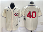 Chicago Cubs #40 Willson Contreras Vintage Cream Jersey