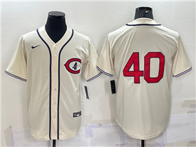 Chicago Cubs #40 Willson Contreras Vintage Cream Jersey