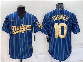 Los Angeles Dodgers #10 Justin Turner Blue Pinstripe Cool Base Jersey