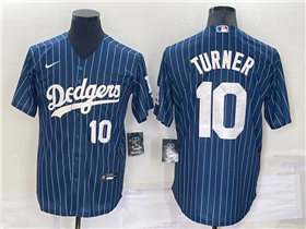 Los Angeles Dodgers #10 Justin Turner Blue Pinstripe Cool Base Jersey