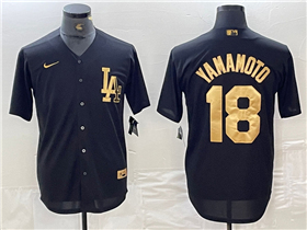 Los Angeles Dodgers #18 Yoshinobu Yamamoto Black Gold Jersey