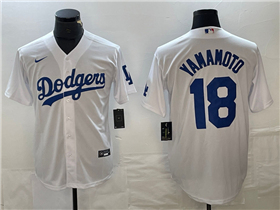 Los Angeles Dodgers #18 Yoshinobu Yamamoto White Jersey