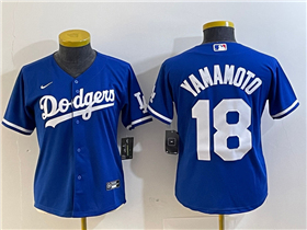 Los Angeles Dodgers #18 Yoshinobu Yamamoto Women's Royal Blue Jersey