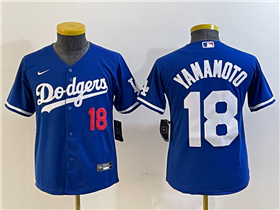 Los Angeles Dodgers #18 Yoshinobu Yamamoto Youth Royal Blue Limited Jersey