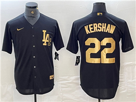 Los Angeles Dodgers #22 Clayton Kershaw Black Gold Jersey