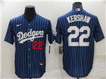 Los Angeles Dodgers #22 Clayton Kershaw Blue Pinstripe Cool Base Jersey