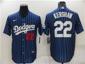 Los Angeles Dodgers #22 Clayton Kershaw Blue Pinstripe Cool Base Jersey