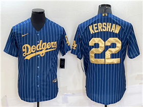 Los Angeles Dodgers #22 Clayton Kershaw Blue Pinstripe Cool Base Jersey