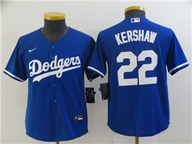 Los Angeles Dodgers #22 Clayton Kershaw Youth Royal Blue Cool Base Jersey