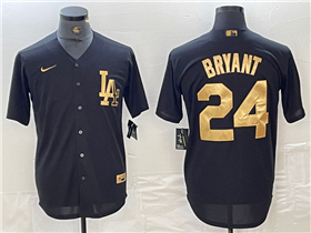 Los Angeles Dodgers #24 Kobe Bryant Black Gold Jersey