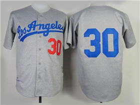 Los Angeles Dodgers #30 Maury Wills 1963 Throwback Grey Jersey