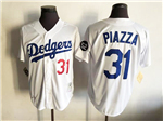 Los Angeles Dodgers #31 Mike Piazza Throwback White Jersey