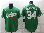 Los Angeles Dodgers #34 Fernando Valenzuela Green Saint Patrick's Day Jersey