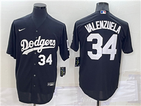 Los Angeles Dodgers #34 Fernando Valenzuela Black Turn Back The Clock Jersey