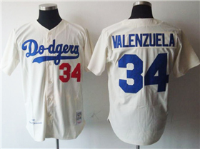 Los Angeles Dodgers #34 Fernando Valenzuela 1981 Throwback Cream Jersey