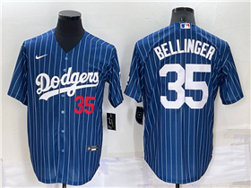 Los Angeles Dodgers #35 Cody Bellinger Blue Pinstripe Cool Base Jersey