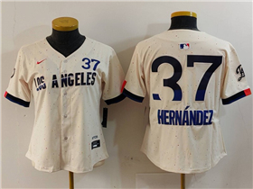 Los Angeles Dodgers #37 Teoscar Hernandez Women's Cream 2024 City Connect Limited Jersey