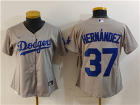 Los Angeles Dodgers #37 Teoscar Hernandez Women's Alternate Gray Jersey