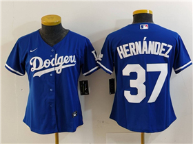 Los Angeles Dodgers #37 Teoscar Hernandez Women's Royal Blue Jersey