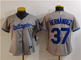 Los Angeles Dodgers #37 Teoscar Hernandez Women's Gray Jersey