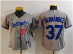 Los Angeles Dodgers #37 Teoscar Hernandez Women's Gray Limited Jersey