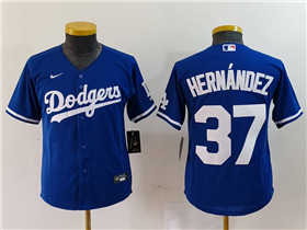 Los Angeles Dodgers #37 Teoscar Hernandez Youth Royal Blue Jersey