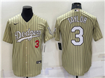 Los Angeles Dodgers #3 Chris Taylor Gold Pinstripe Cool Base Jersey