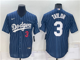 Los Angeles Dodgers #3 Chris Taylor Blue Pinstripe Cool Base Jersey