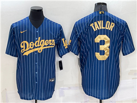 Los Angeles Dodgers #3 Chris Taylor Blue Pinstripe Cool Base Jersey