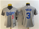 Los Angeles Dodgers #3 Chris Taylor Women's Alternate Gray Limited Jersey