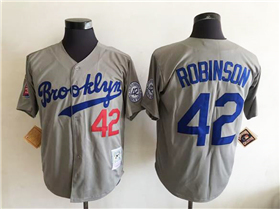 Brooklyn Dodgers #42 Jackie Robinson Throwback Gray Jersey