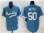 Los Angeles Dodgers #50 Mookie Betts Light Blue Cooperstown Collection Jersey