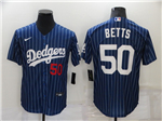 Los Angeles Dodgers #50 Mookie Betts Blue Pinstripe Cool Base Jersey