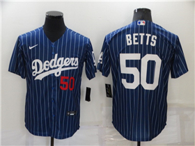 Los Angeles Dodgers #50 Mookie Betts Blue Pinstripe Cool Base Jersey